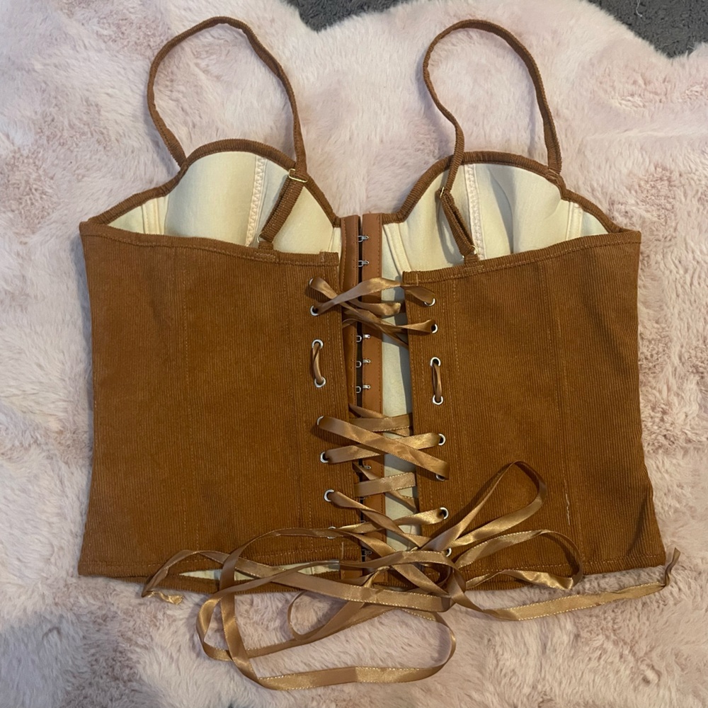 Elegant Tan Lace-Up Corset